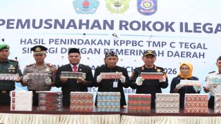 Bea Cukai Tegal dan Pemkab Brebes Musnahkan 5,29 Juta Batang Rokok Ilegal Senilai Rp7,93 M